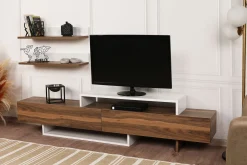 Nirvana TV-Möbel | 100 % MELAMIN | Weiß, Teak