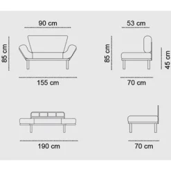 Emob Nitta 2-Sitzer-Schlafsofa | Metallrahmen | Petrol