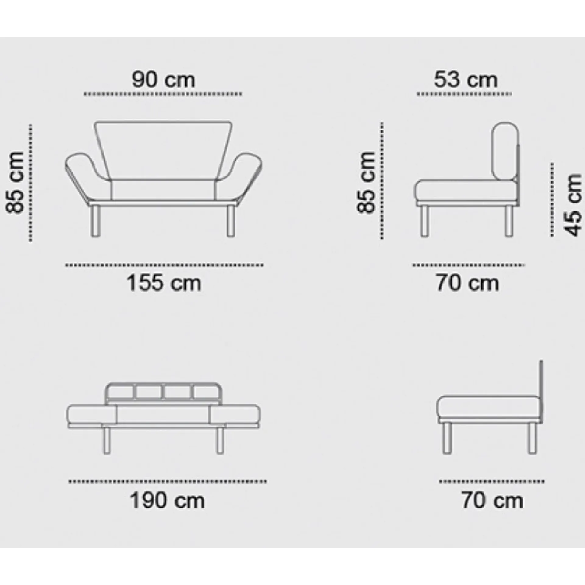Emob Nitta 2-Sitzer-Schlafsofa | Metallrahmen | Petrol
