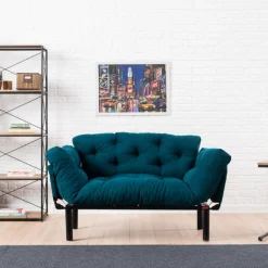 Emob Nitta 2-Sitzer-Schlafsofa | Metallrahmen | Petrol