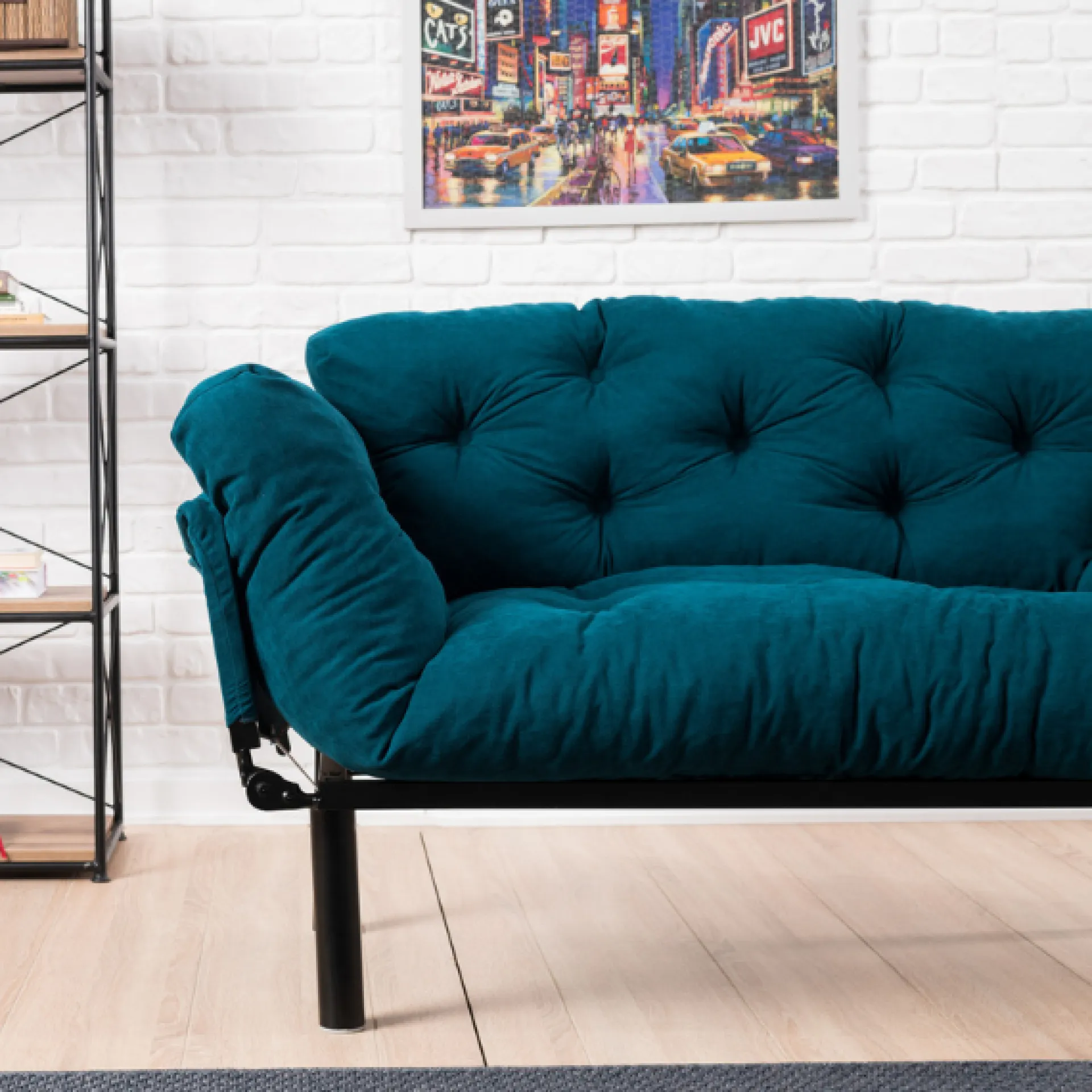 Emob Nitta 2-Sitzer-Schlafsofa | Metallrahmen | Petrol
