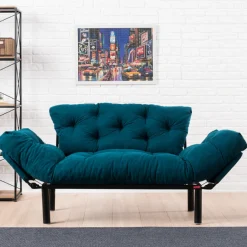 Emob Nitta 2-Sitzer-Schlafsofa | Metallrahmen | Petrol