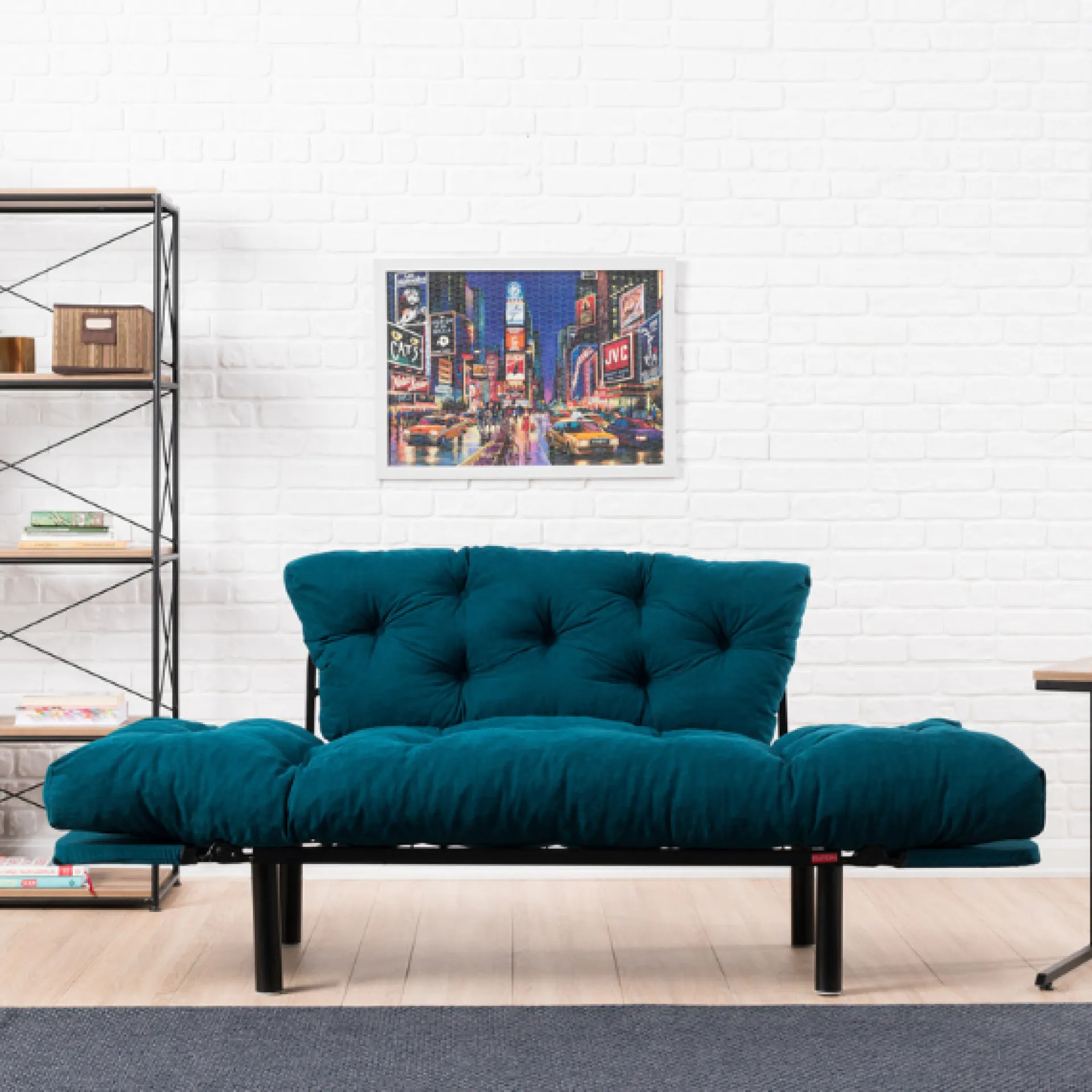 Emob Nitta 2-Sitzer-Schlafsofa | Metallrahmen | Petrol