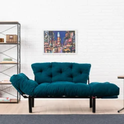 Emob Nitta 2-Sitzer-Schlafsofa | Metallrahmen | Petrol
