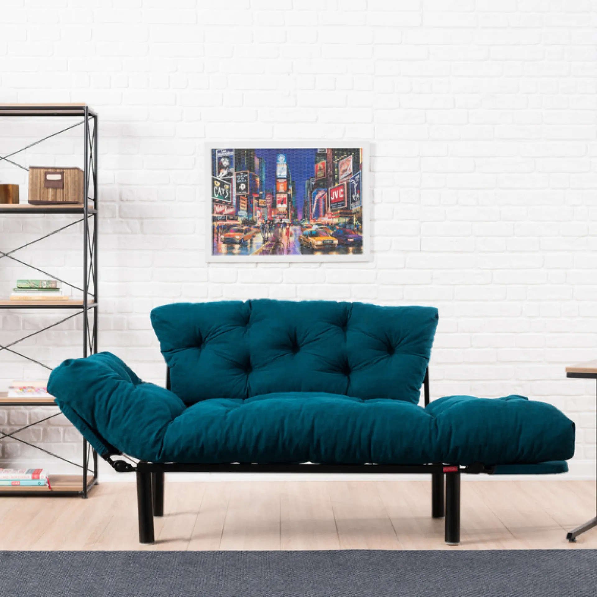 Emob Nitta 2-Sitzer-Schlafsofa | Metallrahmen | Petrol