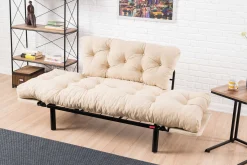 Emob Nitta 2-Sitzer-Schlafsofa | Metallrahmen | Creme