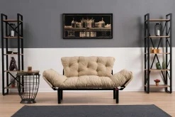 Emob Nitta 2-Sitzer-Schlafsofa | Metallrahmen | Creme