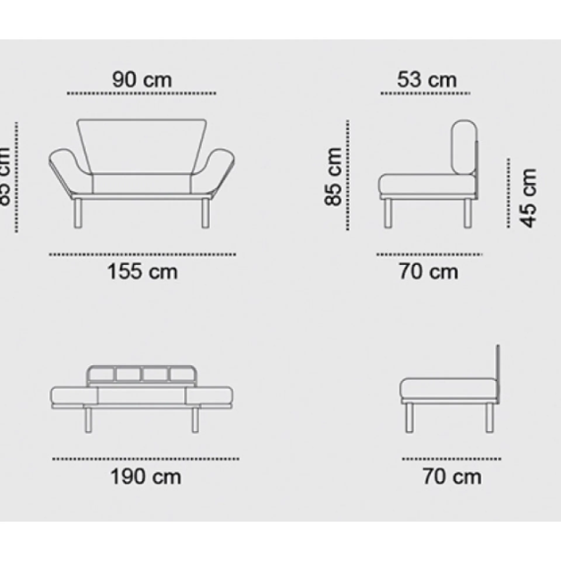 Emob Nitta 2-Sitzer-Schlafsofa | Metallrahmen |