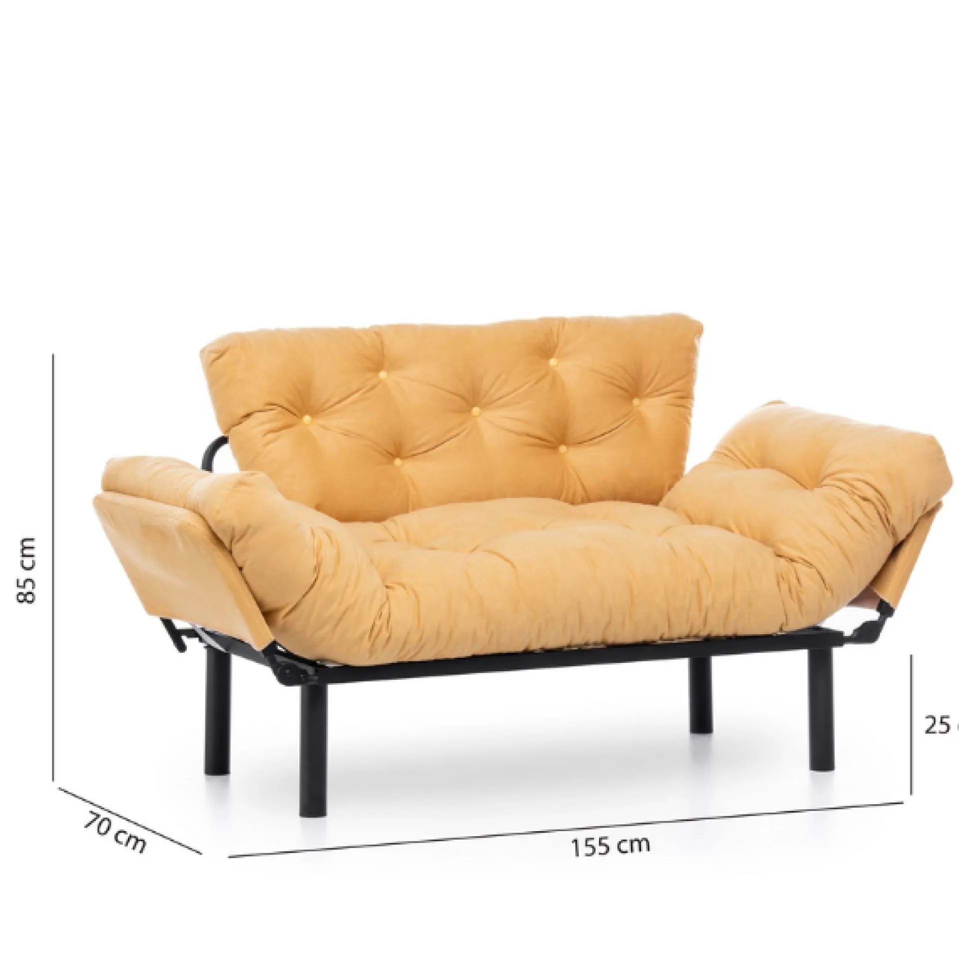 Emob Nitta 2-Sitzer-Schlafsofa | Metallrahmen | Senf