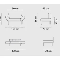 Emob Nitta 2-Sitzer-Schlafsofa | Metallrahmen | Senf