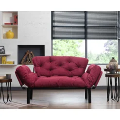 Emob Nitta 2-Sitzer-Schlafsofa | Metallrahmen | Kastanienbraun