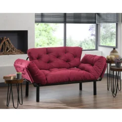 Emob Nitta 2-Sitzer-Schlafsofa | Metallrahmen | Kastanienbraun