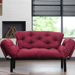 Emob Nitta 2-Sitzer-Schlafsofa | Metallrahmen | Kastanienbraun
