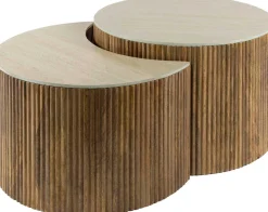 Emob Nuovo Travertin Couchtisch 2er Set - Mangoholz massiv