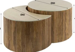 Emob Nuovo Travertin Couchtisch 2er Set - Mangoholz massiv