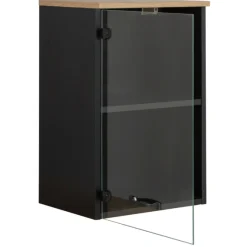 Oberschrank Manno 40cm mit Glastür - schwarz/eiche