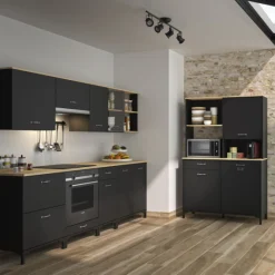 Oberschrank Manno 40cm mit Glastür - schwarz/eiche