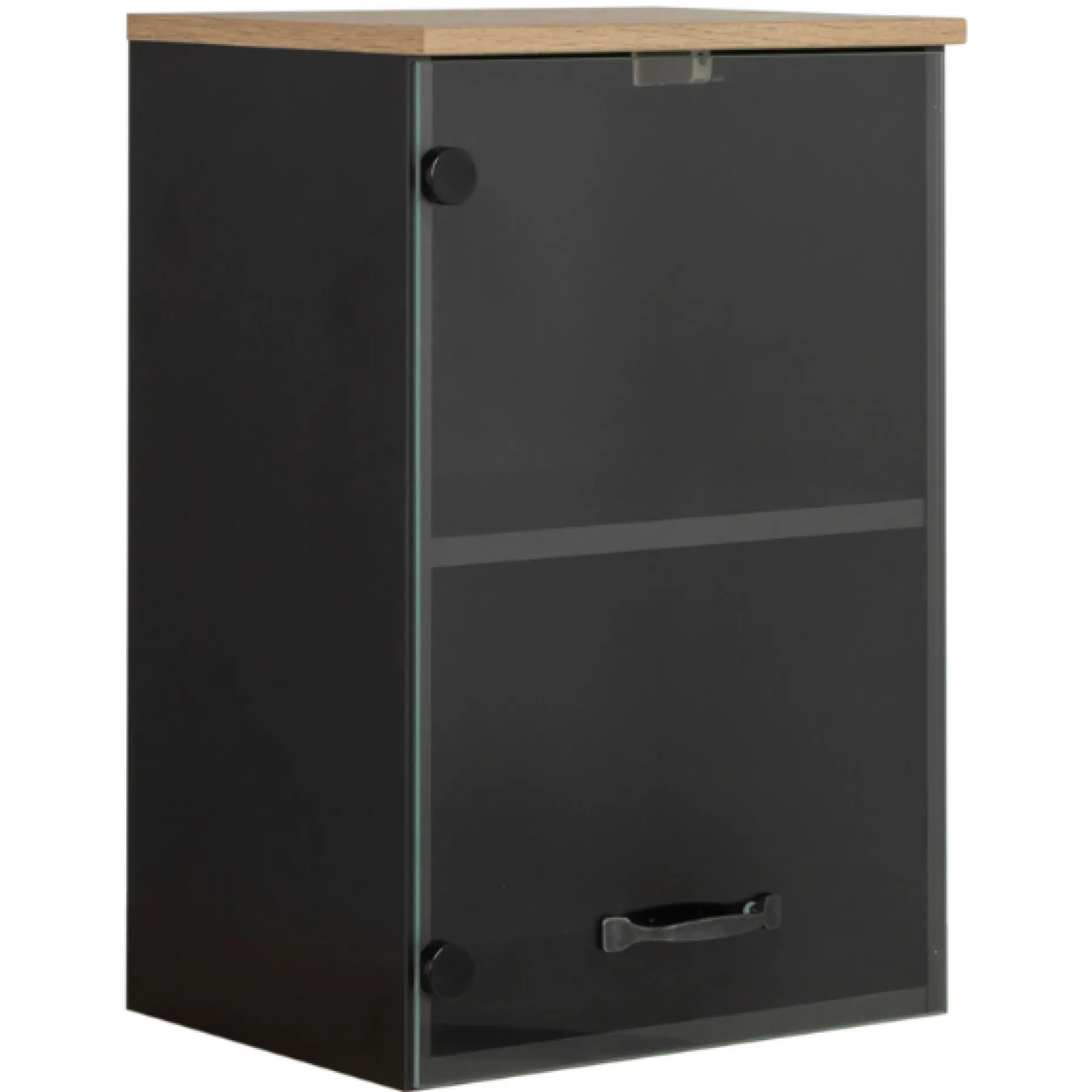 Oberschrank Manno 40cm mit Glastür - schwarz/eiche