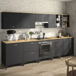Oberschrank Manno 60cm mit 1 Tür - schwarz/eiche