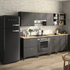 Oberschrank Manno 60cm mit 1 Tür - schwarz/eiche