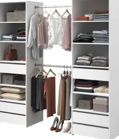 Offener Kleiderschrank Anita - 200x50x200cm - 6 Schubladen - weiß