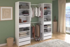 Offener Kleiderschrank Anita - 200x50x200cm - 6 Schubladen - weiß
