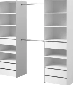 Offener Kleiderschrank Anita - 200x50x200cm - 6 Schubladen - weiß