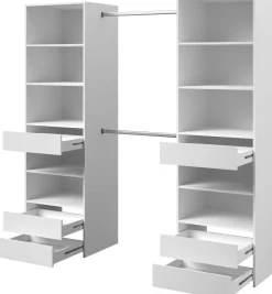 Offener Kleiderschrank Anita - 200x50x200cm - 6 Schubladen - weiß