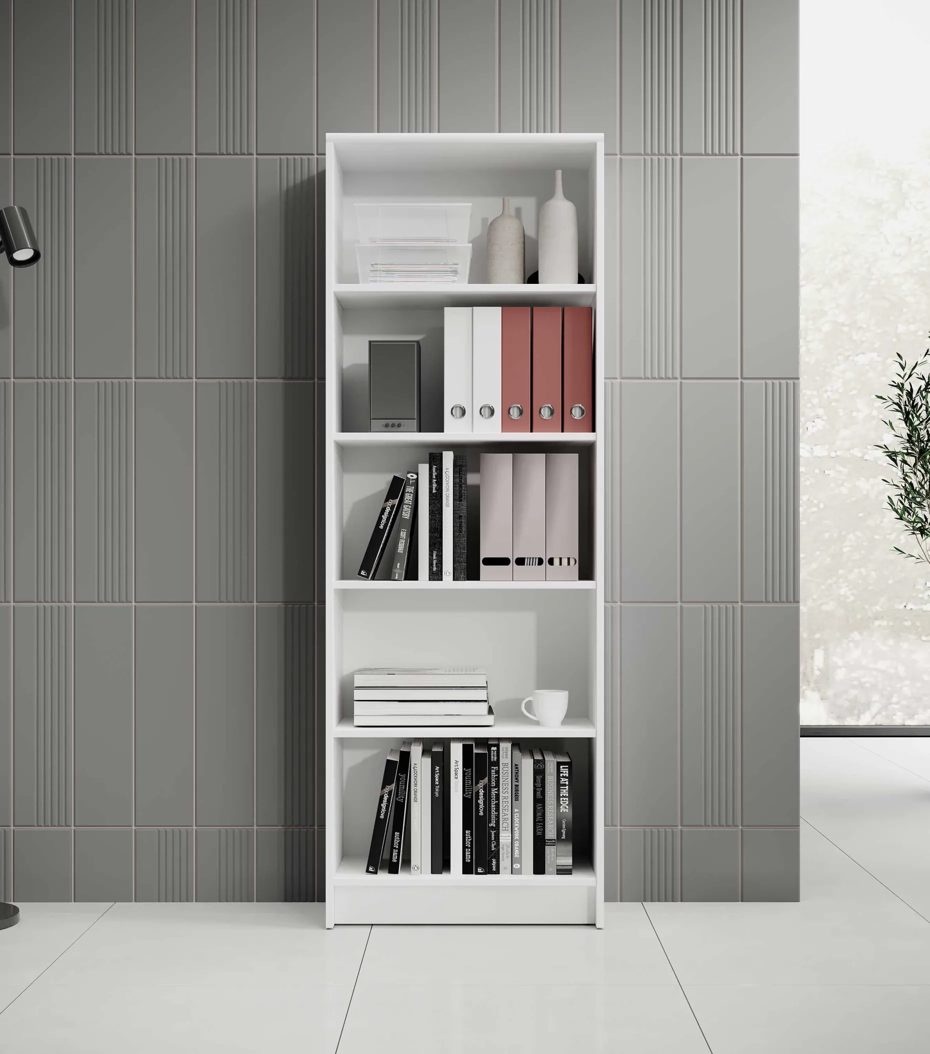 Offenes Bücherregal Lilly | 60 x 28 x 172 cm | Weiß