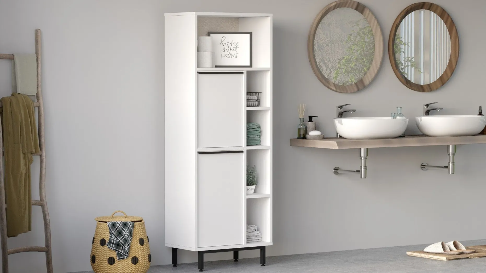 On10C Badezimmerschrank | 100 % MELAMIN | Weiß