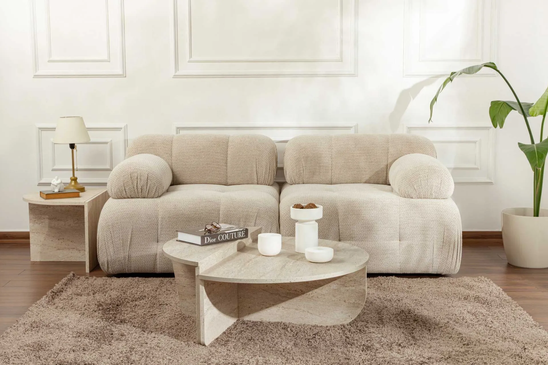 Emob Orion Couchtisch | 100 % MELAMIN | Travertin