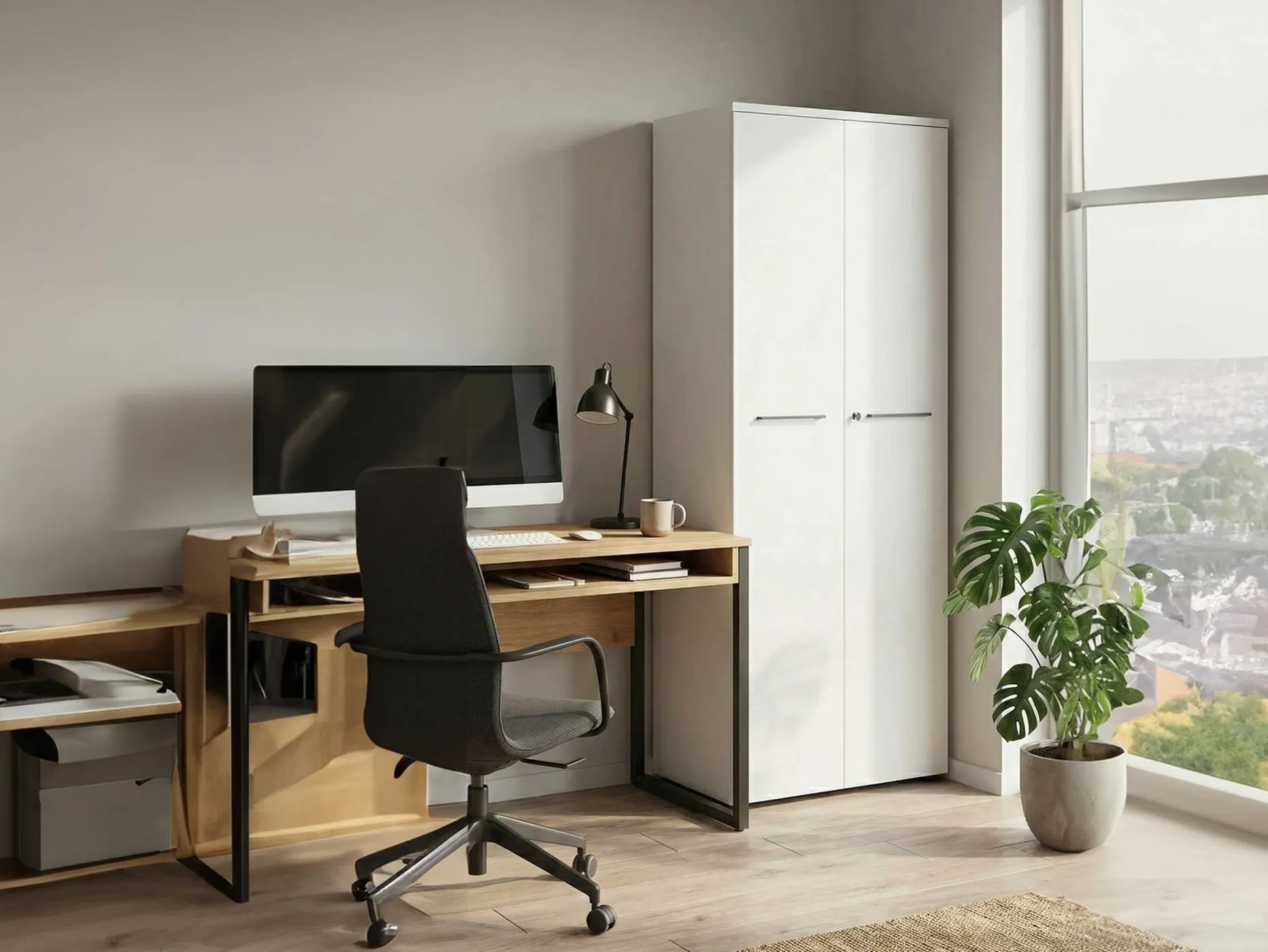 Osmond 80cm Aktenschrank mit 2 Türen - hellgrau