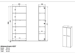 Osmond 80cm Aktenschrank mit 2 Türen - hellgrau