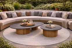 Gescova Outdoor Couchtisch Viola - Ø80 x 32 cm - Teakholz/Dunkelgrau