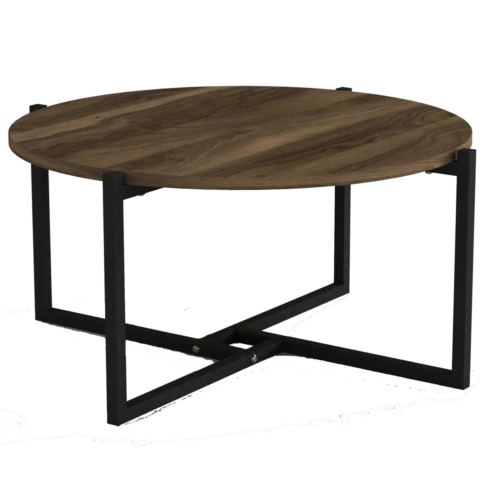 Emob Ovaler Couchtisch Noce - 73x68x36cm - Walnussdekor/schwarz