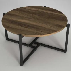 Emob Ovaler Couchtisch Noce - 73x68x36cm - Walnussdekor/schwarz