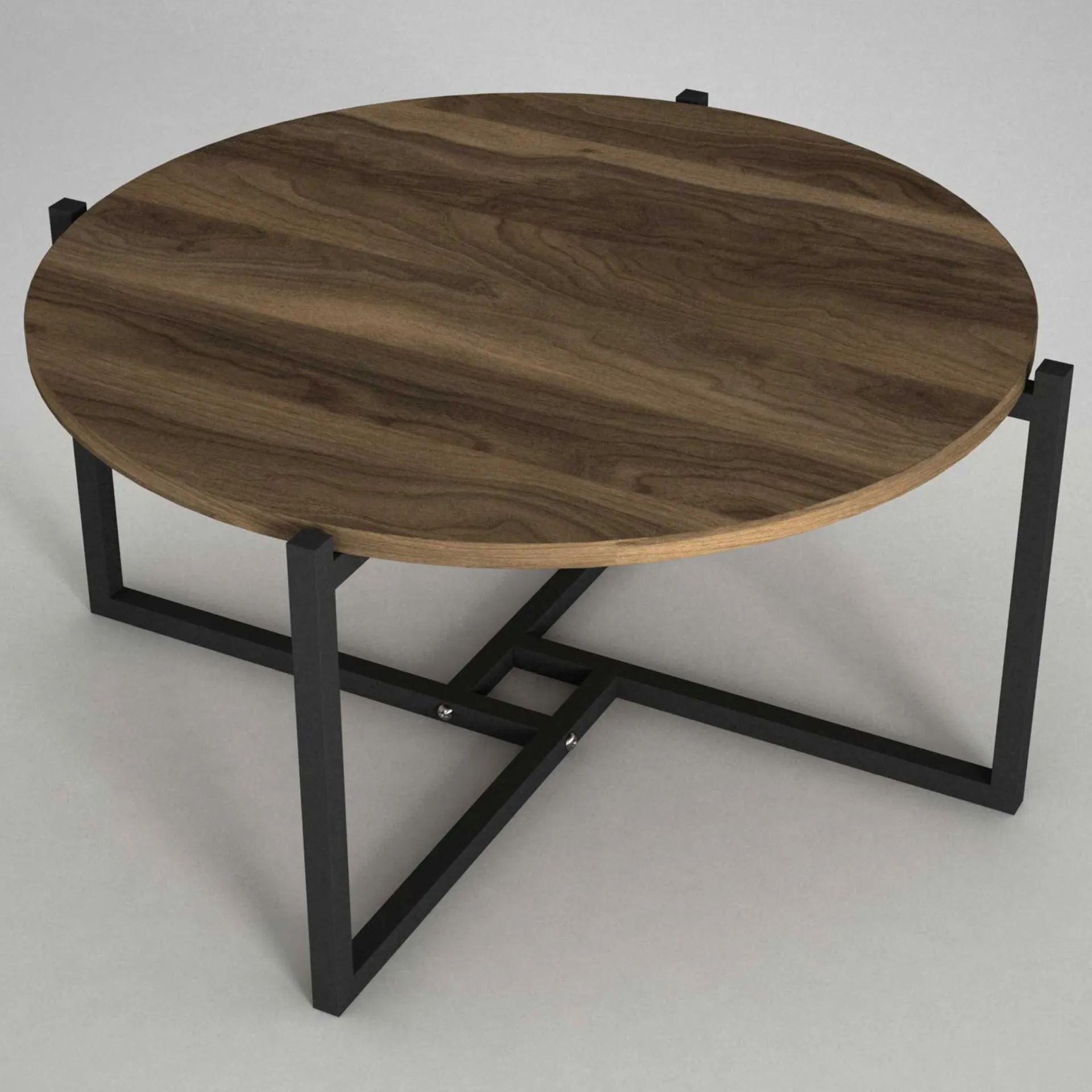 Emob Ovaler Couchtisch Noce - 73x68x36cm - Walnussdekor/schwarz