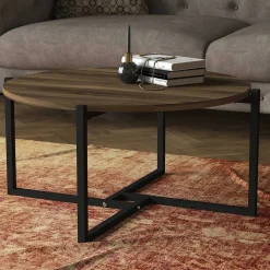 Emob Ovaler Couchtisch Noce - 73x68x36cm - Walnussdekor/schwarz