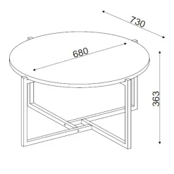 Emob Ovaler Couchtisch Noce - 73x68x36cm - Walnussdekor/schwarz