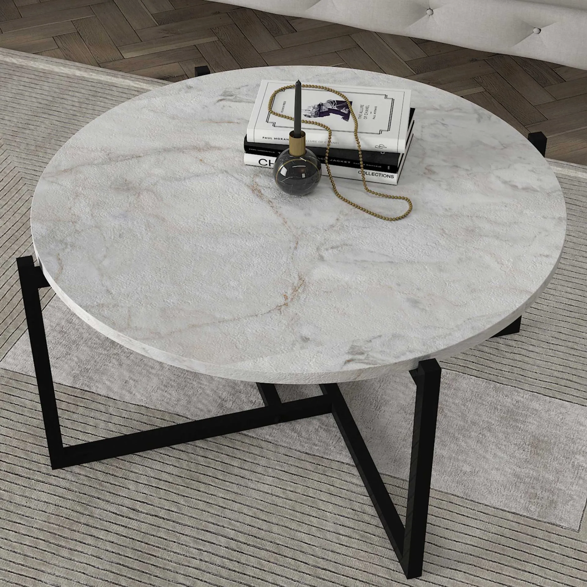Emob Ovaler Couchtisch Noce - 73x68x36cm - er Marmor