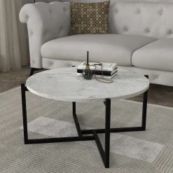 Emob Ovaler Couchtisch Noce - 73x68x36cm - er Marmor