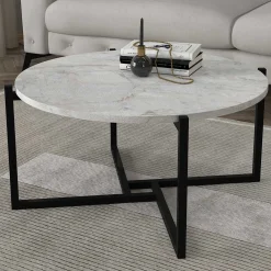 Emob Ovaler Couchtisch Noce - 73x68x36cm - er Marmor