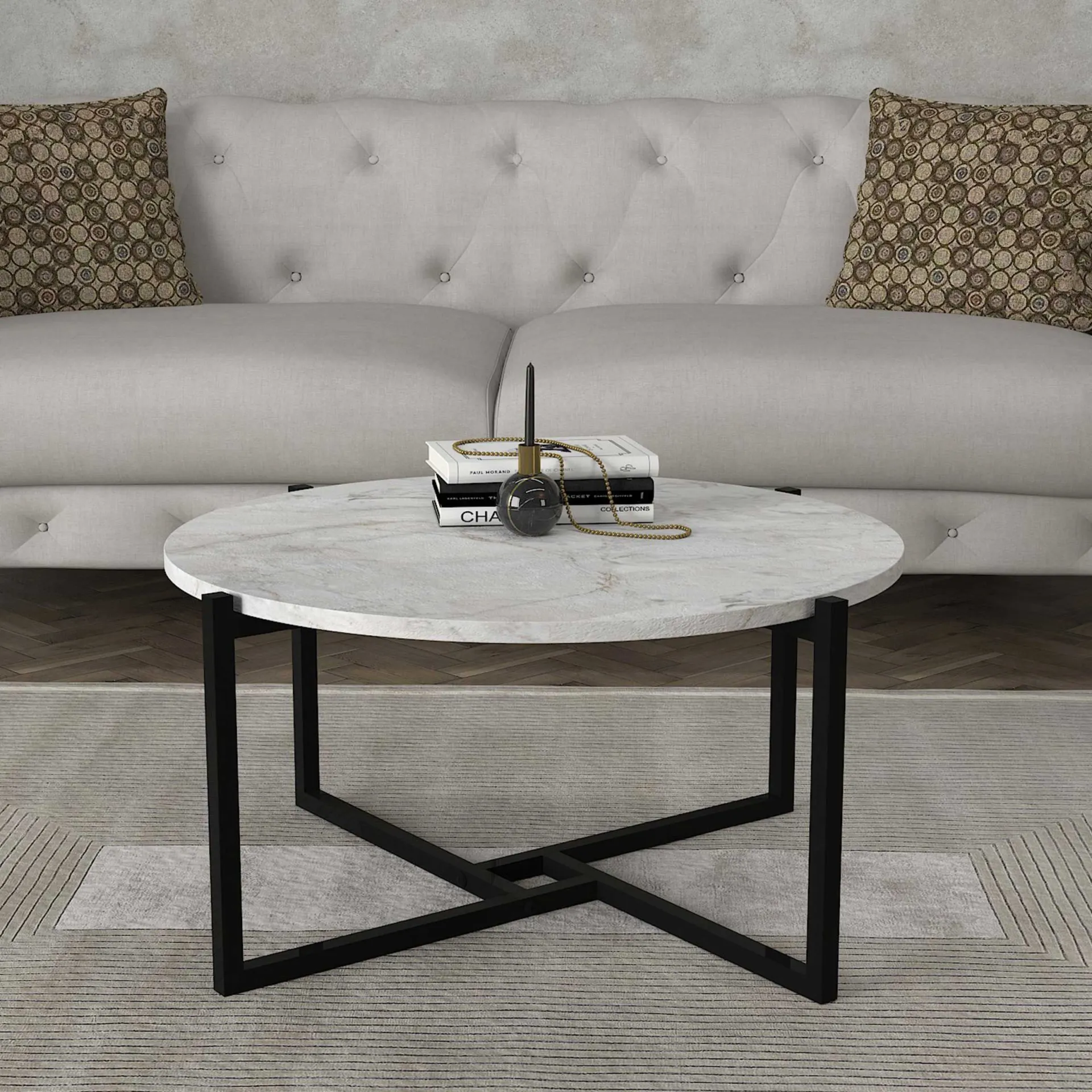 Emob Ovaler Couchtisch Noce - 73x68x36cm - er Marmor