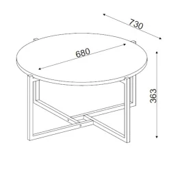 Emob Ovaler Couchtisch Noce - 73x68x36cm - er Marmor
