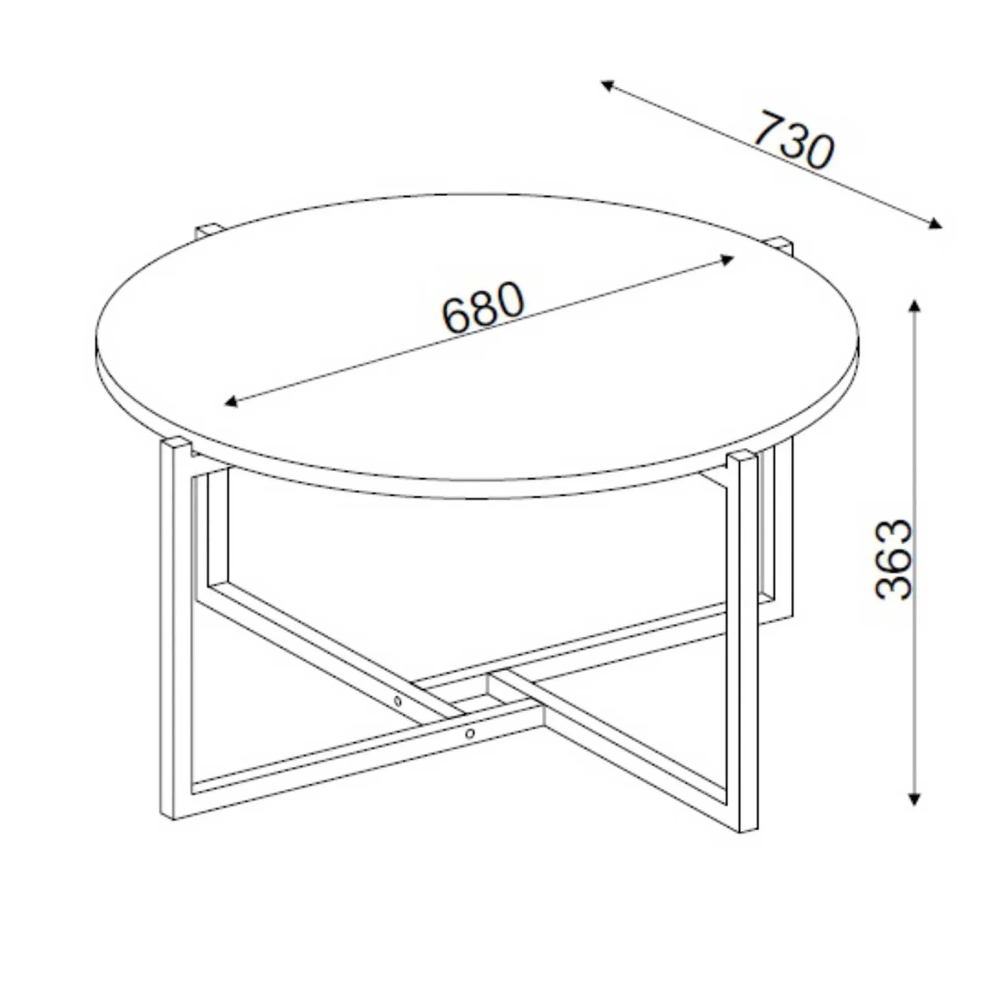 Emob Ovaler Couchtisch Noce - 73x68x36cm - er Marmor