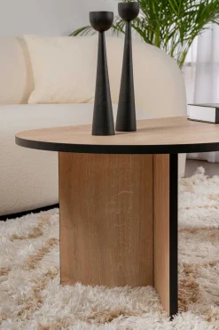 Emob Ovaler Couchtisch Sable - 119x60x40cm - Eiche Dekor/schwarz
