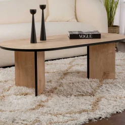 Emob Ovaler Couchtisch Sable - 119x60x40cm - Eiche Dekor/schwarz