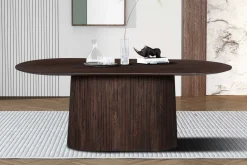 Rousseau Ovaler dunkeler Tisch Miguel - 200 cm | Massivholz Mango | H76 x B200 x T100 cm