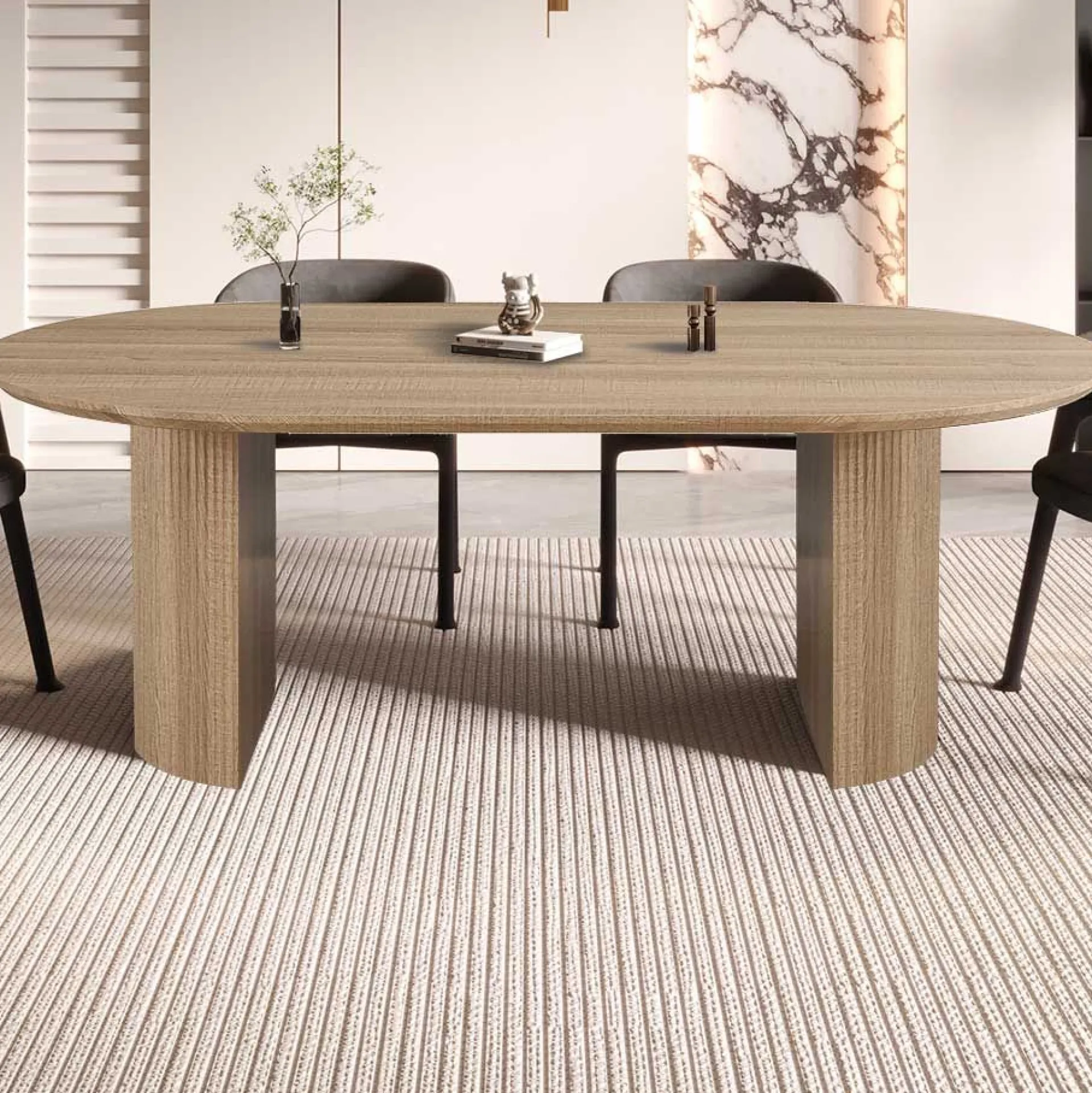 Rousseau Ovaler Esstisch Lagos - 220x110x76cm - Eiche Dekor