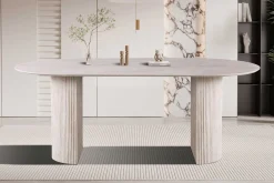 Rousseau Ovaler Esstisch Lagos - 200x100x76cm - Travertin